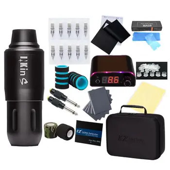 

EZ Complete Beginner Tattoo Kit Motor Pen Machine with Power Supply Foot Pedal Cartridge Tattoo Needles Set Tattoo Supply