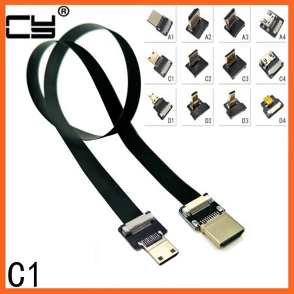 Mini HDMI FPV Type C штекер к мини Тип вверх вниз Угловой Штекер гнездо HDTV плоский FPC