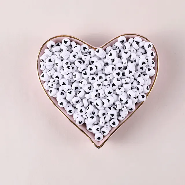 100/200/500pcs Heart Beads For Jewelry Making Acrylic Mixed Beads With Letters For Bracelet Handmade Diy Bracelet Necklace 2021 4x7mm 35