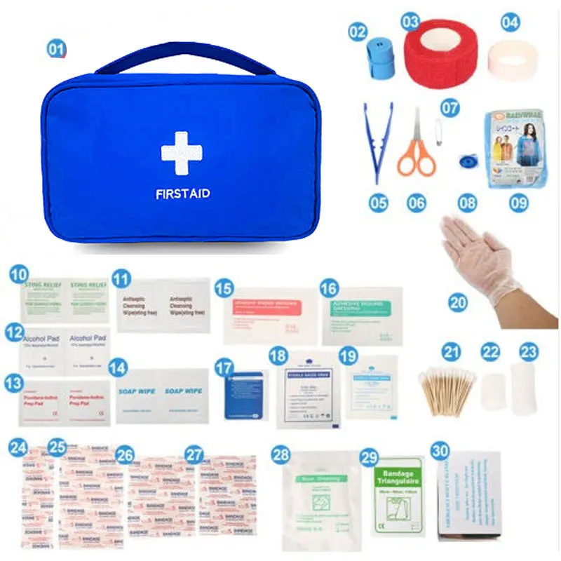 Reducido Kit de primeros auxilios portátil para viaje al aire libre, bolsa de emergencia grande, Kit de supervivencia, caja médica, rojo/azul/gris, para casa, coche, Camping al aire libre QMrXeNQ66xw