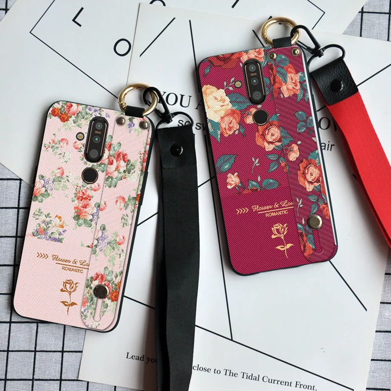 Чехол с ремешком на запястье для Nokia 8 Sirocco X5 X6 X7 X71 9 6 2018 силиконовый розовый