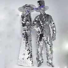 Зеркальный костюм для женщин и мужчин, одежда для выступлений, праздничная одежда, зеркальное платье для ночного клуба, певица, сценическая одежда для вечеринки знаменитостей DN4554