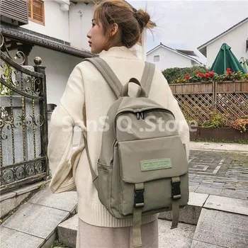 

Backpack Women Fashion Buckle Large Capacity Waterproof Nylon Shoulder Bag Schoolbag Teenagers Girls Bookbag Mochilas Mochila