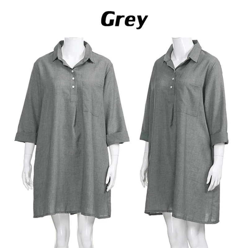 Vintage Pockets Mini Short Party Dress Ladies Turn-down Collar Solid Elegant Dress Autumn Three Quarter Sleeve Casual Dress