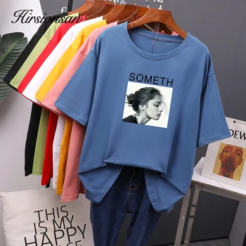 

Hirsionsan Gothic Printed T Shirt Women Summer Hot O Neck Cool Tshirts Korean High Street Cotton Tees Comfortable Female Tops