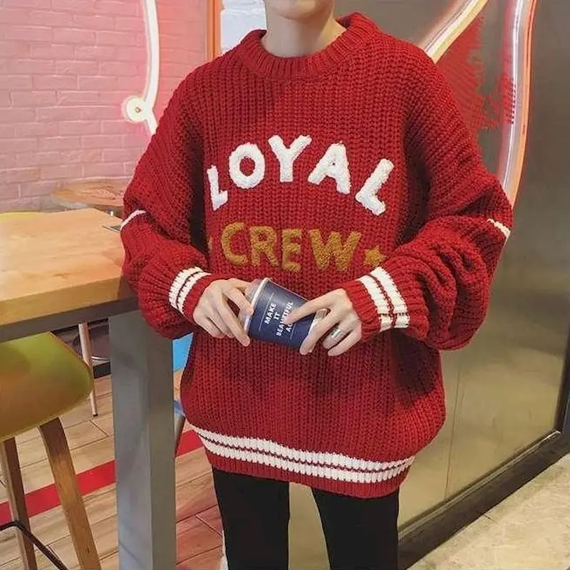 

sweater men lazy loose ins hot Korean version of the trend of personality winter students thick ins Hong Kong style BF coat male