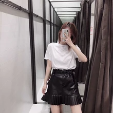 Стильная шикарная мини-юбка из искусственной кожи с поясом Za Модные женские плиссированные юбки с высокой талией Повседневная Уличная одежда