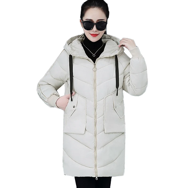 

2019 Winter Down Cotton Jacket For Women Parkas Thick Warm Mid-Long Hooded Outwear Plus Size Cotton-padded Jacket Winter Coats
