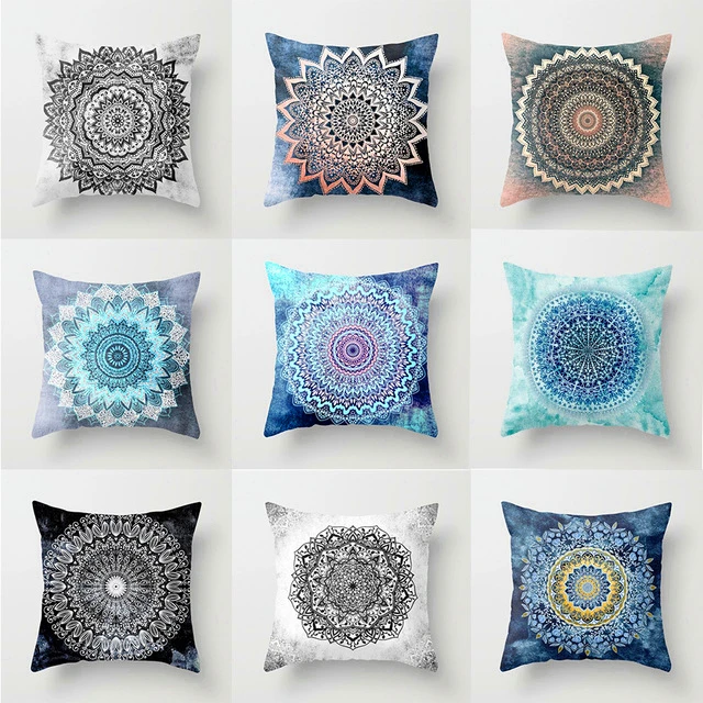 2x Boho Mandala Printed Pillowcases Polyester Pillow Cover Bedroom Decoration 
