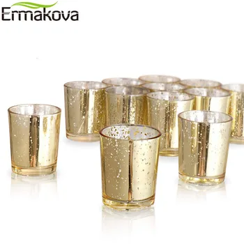 

ERMAKOVA 6&12-Pieces Votive Candle Holder Set Mercury Glass Tealight Candle Holder Home Wedding Decor
