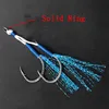 10pair/lot Solid Ring  JigLure Assist Hook jigging Fishjig Double Pair Barbed assist hooks Pesca Peche Blue Feather fishing jig ► Photo 3/6