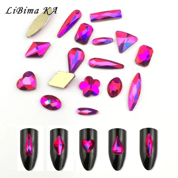 

3d Nail Art Rhinestones Crystals Red AB nails crystal diamonds Glitter glass charms gems decorations jewlery accessories stones