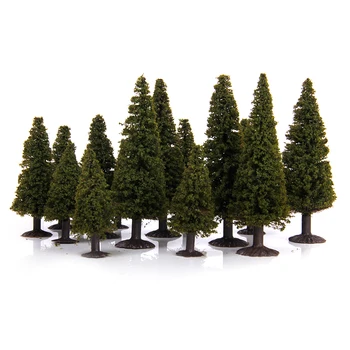 

15pcs HO Scale Cedar Trees with PV Box Green Train Scenery Landscape Model