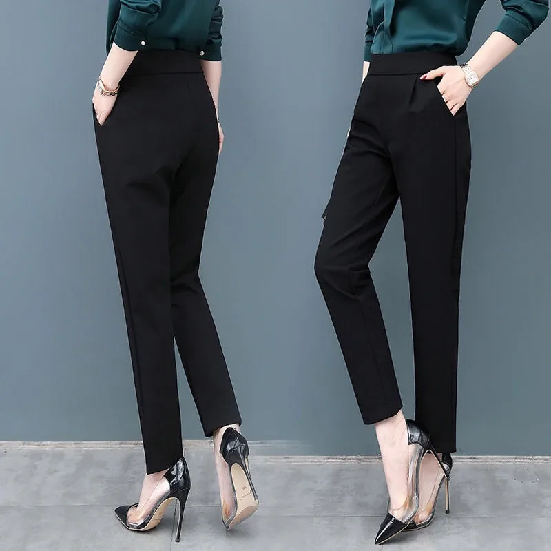 Autumn Winter Work Pants Women Office Casual Trousers Female Black