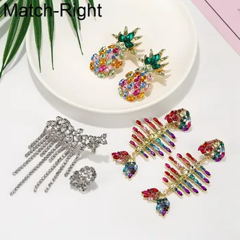 

Match-Right Big Statement Rhinestone Earrings For Women Brincos Long Dangle Korean Drop Earrings Pendant Female Jewelry SP875
