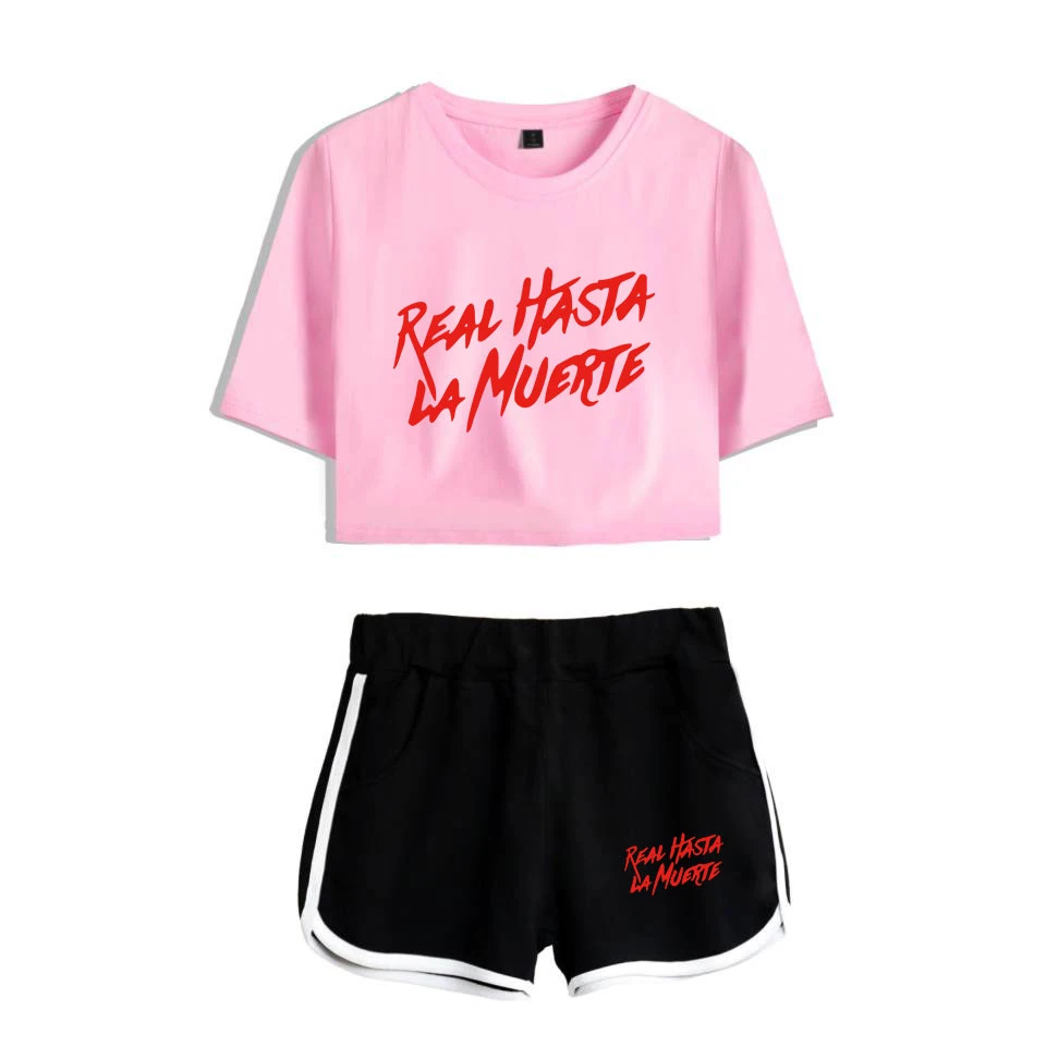 Anuel Aa Real Hasta La Muerte, комплект из двух предметов, женские летние хлопковые футболки+ шорты, модные сексуальные топы и шорты
