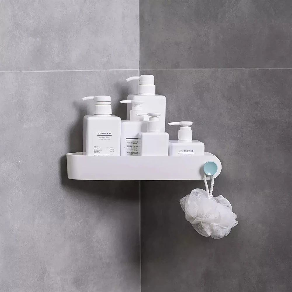 

Bathroom Kitchen Storage Rack Waterproof And Moisture-proof Triangle Design Wall-mounted ABS Storage Tray Box Storage Box