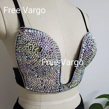 

Burning Man Holographic Rhinestone Bustier Clubwear Top Sexy Rave Samba Showgirl Bra Top Outfit Carnival Costume