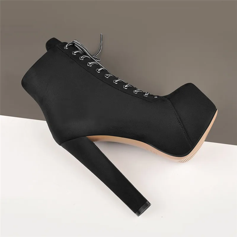 Ankle-Boots Platform Booties-Block Chunky High-Heel Onlymaker Plus-Size Short Round-Toe