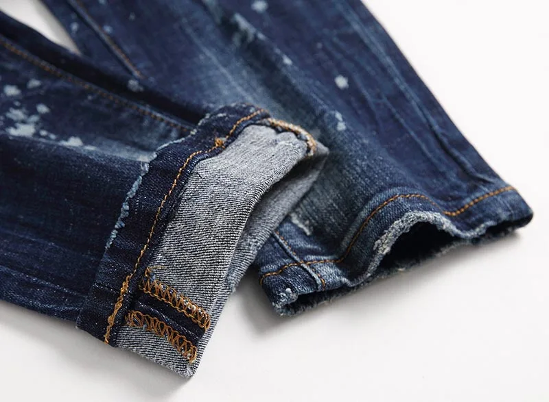 KIOVNO Fashion Men Ripped Distressed Denim Trousers Punk Style Badge Patchwork Jeans Pants Male Streetwear Straight (3)