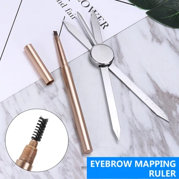 

Microblading Eyebrow Mapping Tattoo Golden Ruler Scale Rulers Compass Tool Eye Brow Makeup Pen Stainless Steel