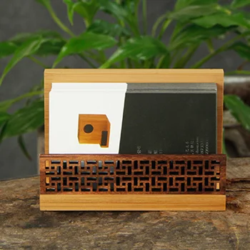 

Wooden Business Card Display Holder Professional Black Walnut Naturals Bamboo Cards Case VDX99