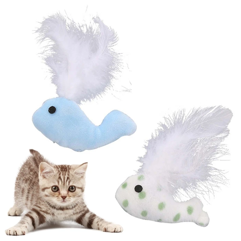 

20 Pcs Cute Cartoon Plush Whale Shape Cat Chew Molar Toy Catnip Tooth Cleaning E8BD