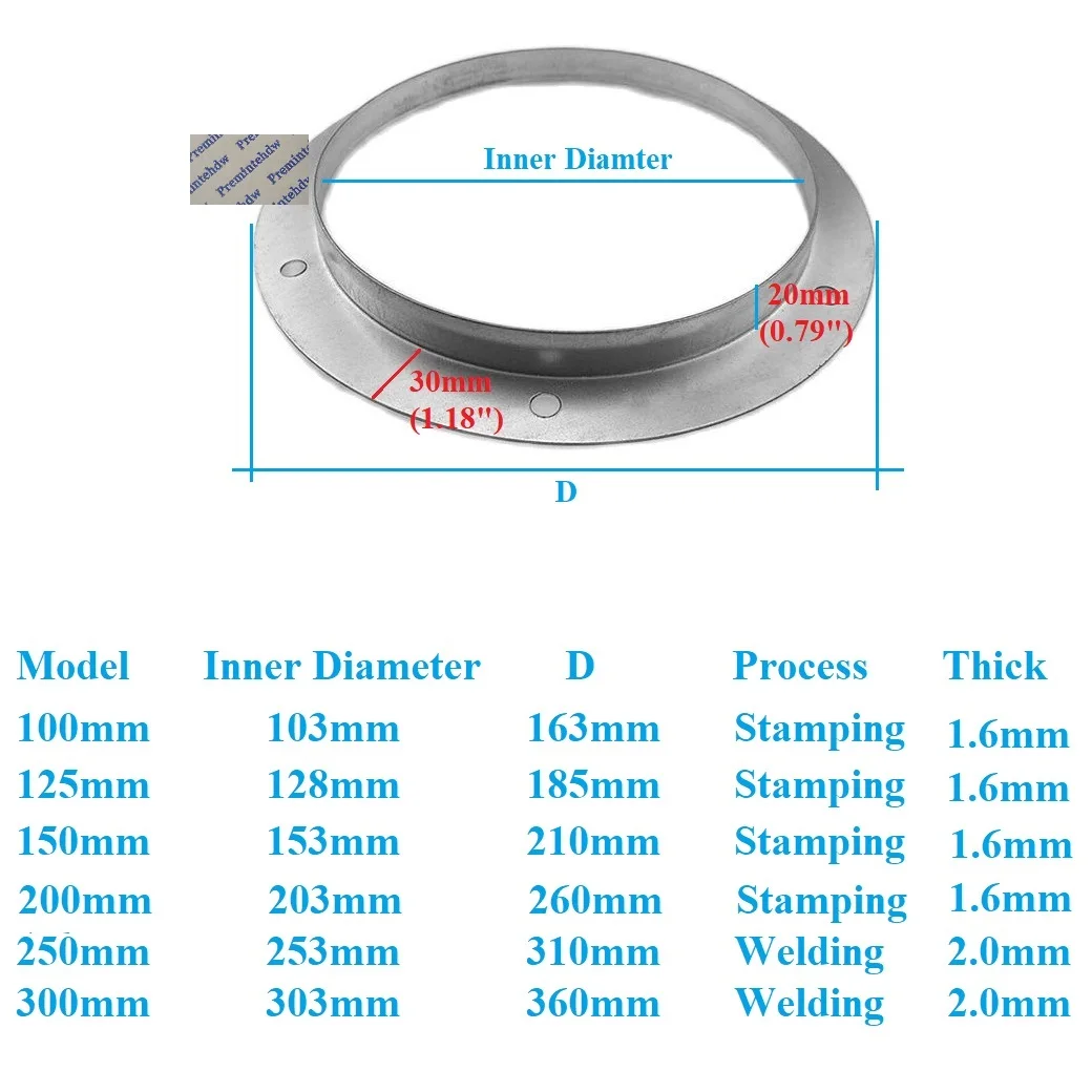 304 Stainless Steel Round Air Duct Collar Angle Flange