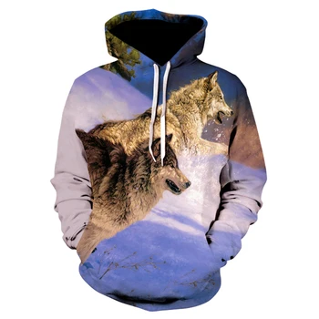

2020 3D Wolf series casual hooded collar long-sleeved sports hoodies spring and summer hoodies for men and women
