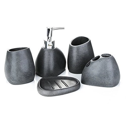 

Bathroom Accessories Set Resin Bathroom Bath 5PC Set Gravel