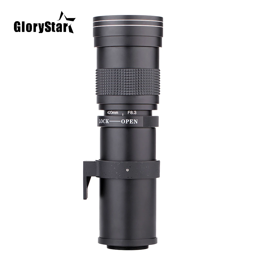 Супер телеобъектив GloryStar 420 800 мм F/8 3 16 ручной зум объектив + кольцо адаптера T2 для