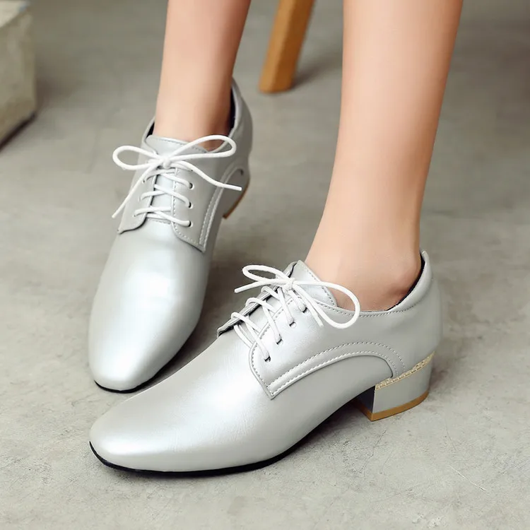 

2016 Europe And America Spring Chunky-Heel Square Head Semi-high Heeled Shoes College Style WOMEN'S Casual Shoes 32-46 Free