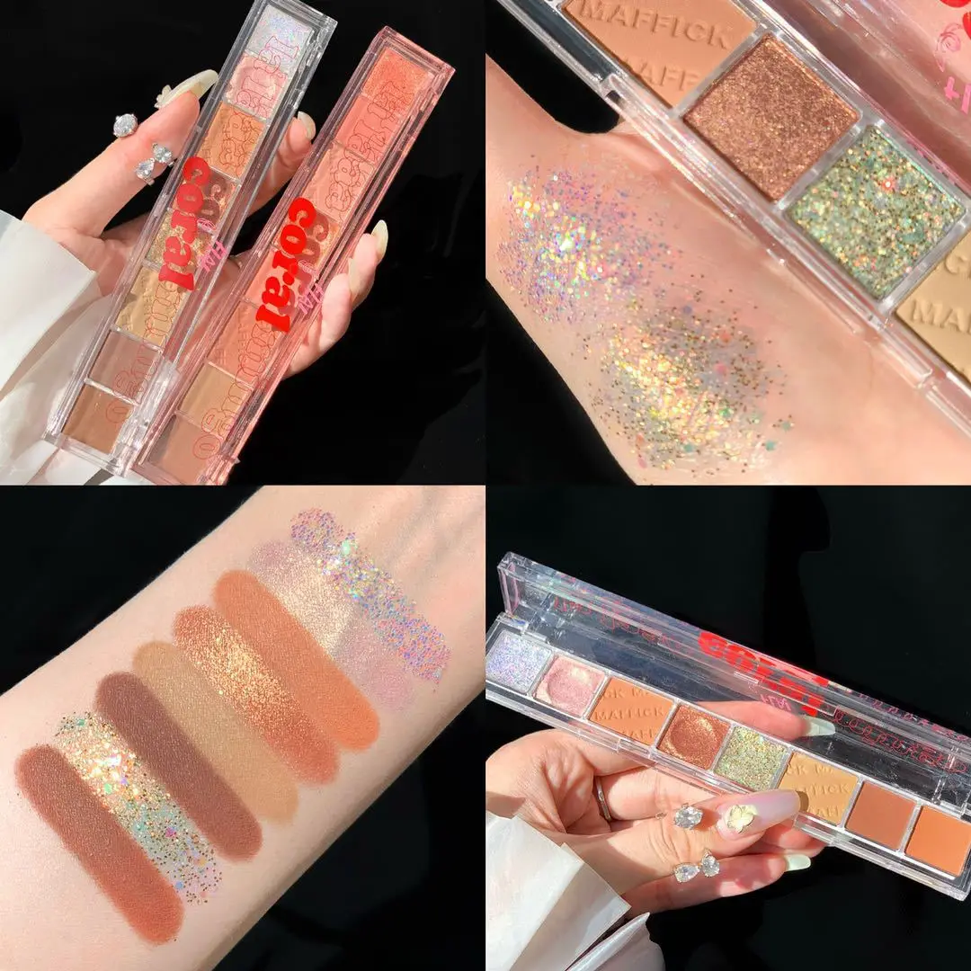 

Online Celebrity Celebrity Style Ruler Keyboard 8-Color Eyeshadow Compact Earth Color Large Sequin Pearly Lustre Matte Portable