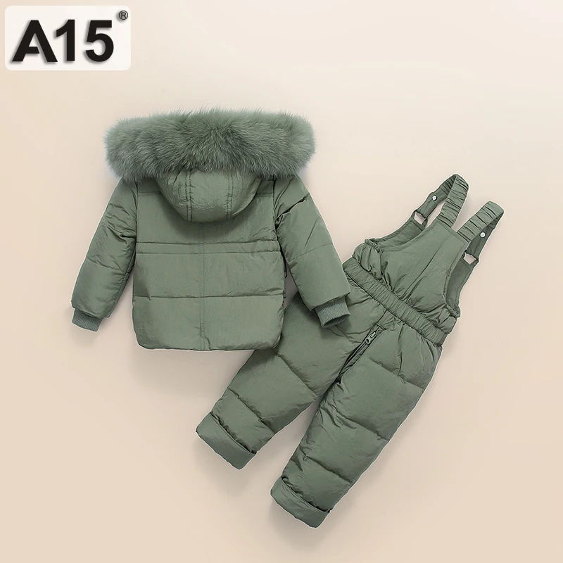 A15 зимняя куртка для маленьких мальчиков комплект со съемной шапочкой и штанами для детей 12 месяцев, Размер От 2 до 3 лет, детская одежда для девочек, пальто