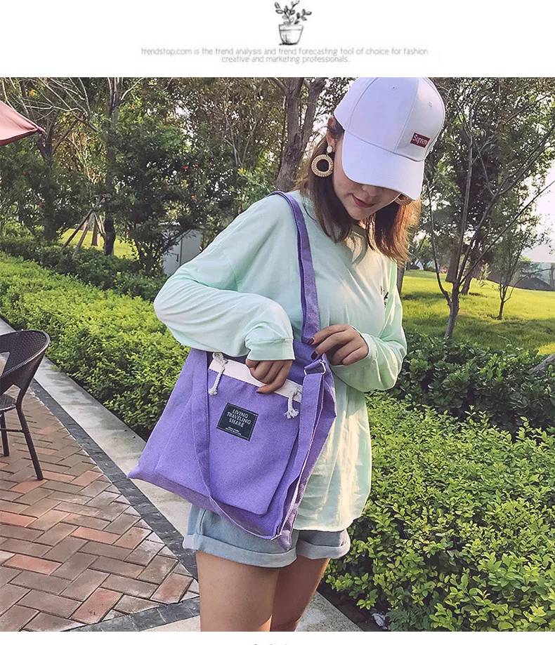 Bag Women's Summer New Style Korean Wave Flax Canvas Handbag Casual WOMEN'S Shoulder Bag Versatile Shoulder Bag