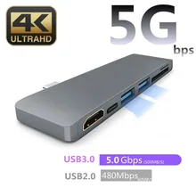 Usb-хаб 5 в 1 HDMI 2,0 USB-C адаптер USB 3,0 порты Micro SD считыватель памяти type-C USB 3,0 концентратор для нового Macbook Pro Air A1932