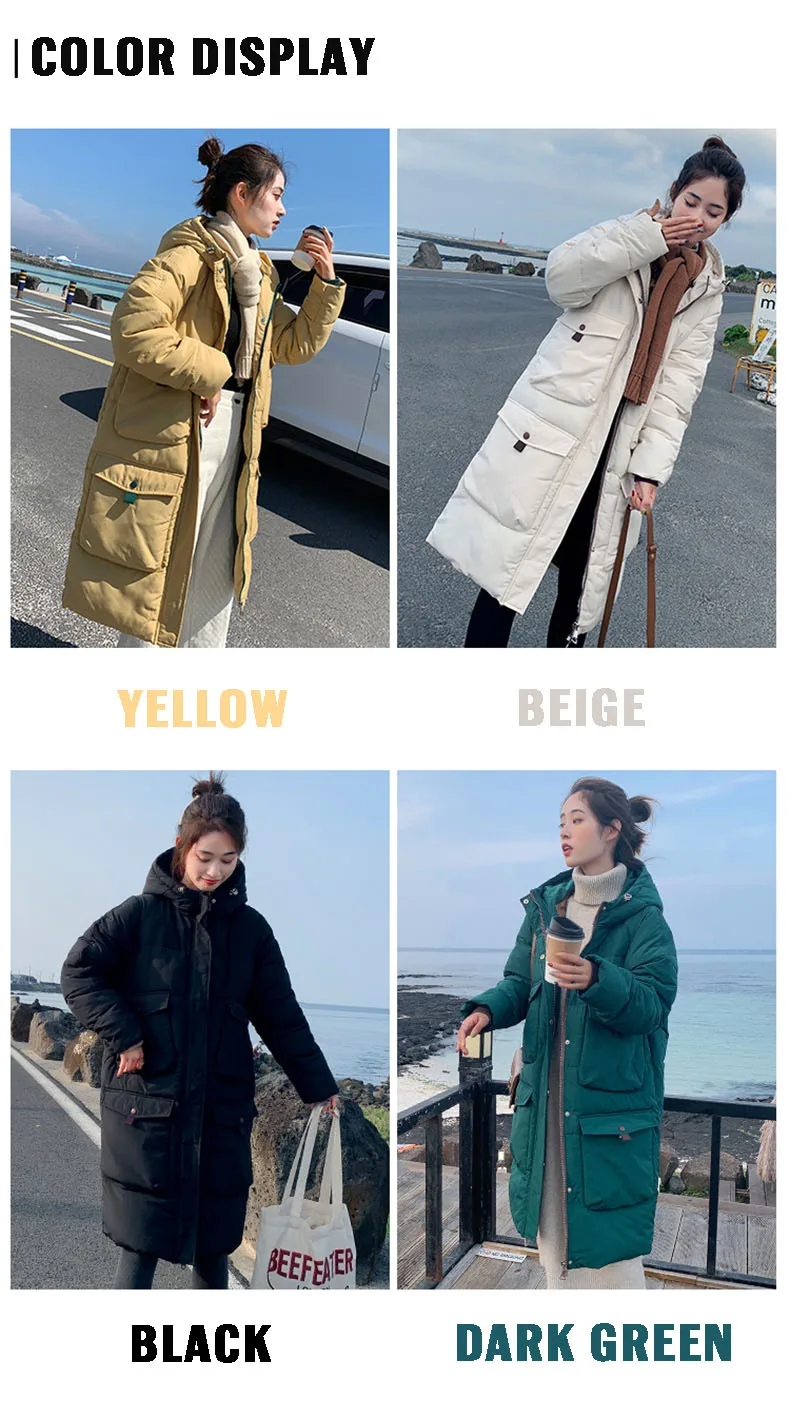 Big pocket Women Parks Tops Feminine Coat Clothing Warm Jacket Winter parkas Long Outerwear Fashion sobretudo feminino hat 442