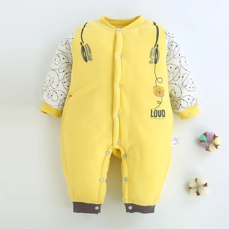 Теплые Комбинезоны для младенцев; зимний комбинезон с длинными рукавами и рисунком; Одежда для маленьких девочек; плотная одежда для сна; Bebe; пижамы - Цвет: C6