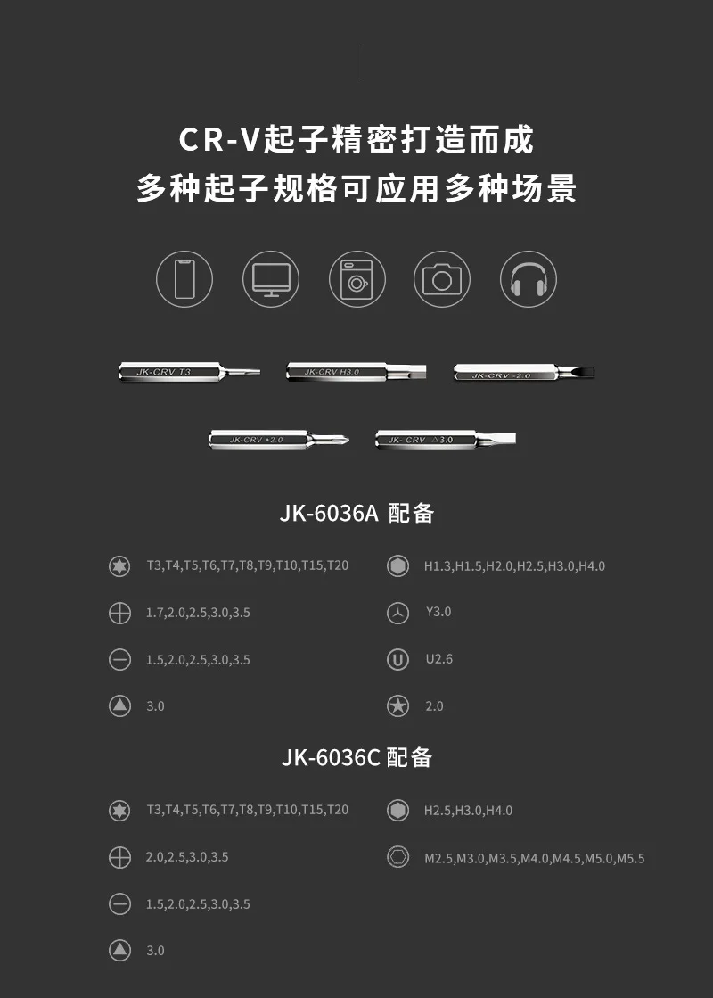 Jackly 6036A Pagoda-Shaped Screwdriver Set Multi-functional Hardware Tools Combination Screwdriver