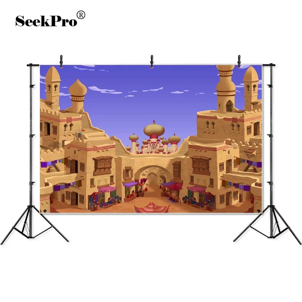 

Personalized Arabian Aladdin Palace Castle Desert Sand Entrance Backgrounds Vinyl cloth Computer print children kids backdrops
