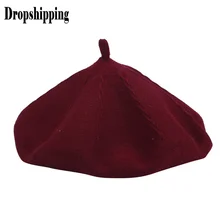 Однотонная элегантная простая шапка, берет, женские зимние шерстяные береты, смесь однотонных цветов, Модный берет для девушек, boinas# ZD
