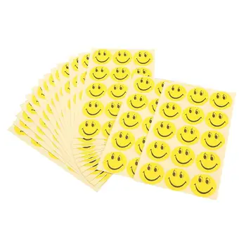 

225pcs Self-adhesive Smiling Face Circle Dot Stickers Paper Labels Tabs Decals Dot Lables (Yellow)