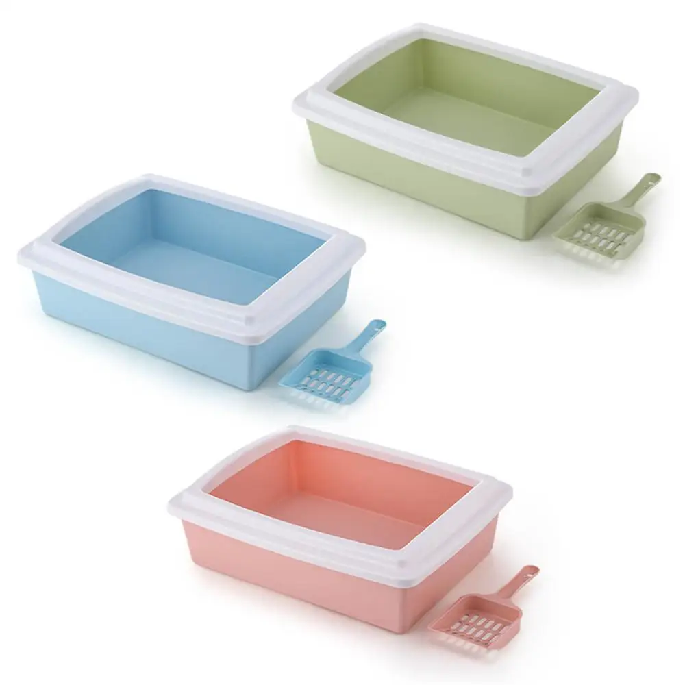 Cat Litter Box with Scoop Pet Toilet Anti Splash Kitten Bedpan Puppy Waste Cleaning Plastic Sand Box Small Pets Pee Tray Trainer Cat Litter Box with Scoop Pet Toilet Anti Splash Kitten Bedpan Puppy Waste Cleaning Plastic Sand Box Small Pets Pee Tray Trainer