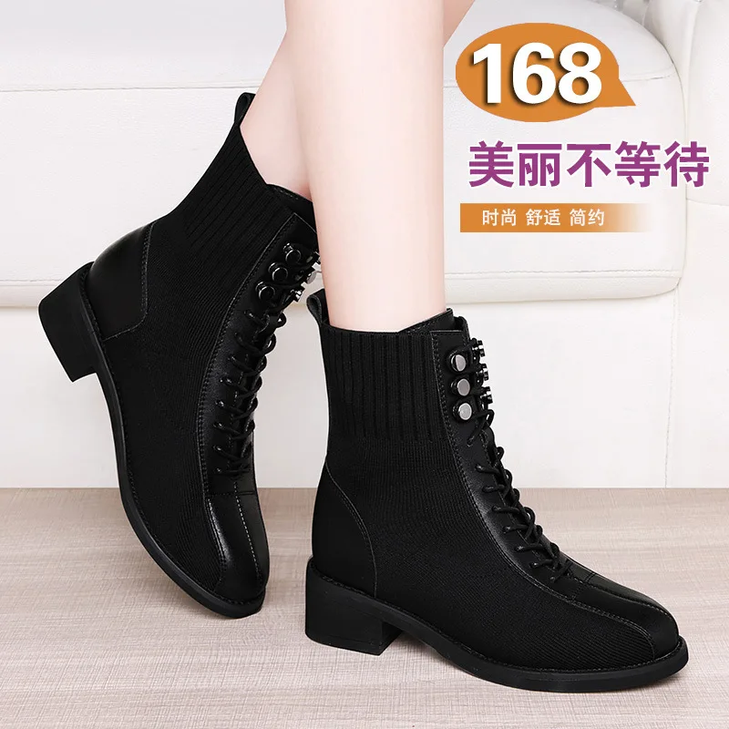 

Centennial 2019 Winter New Style Short Boots Split Cowhide Martin Boots plus Velvet Short Boots WOMEN'S Casual Shoes 2092