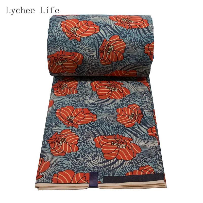Lychee Life Анкара африканская восковая ткань полиэстер красная ткань с цветочным принтом для вечерние платья Швейное Ремесло «сделай сам»