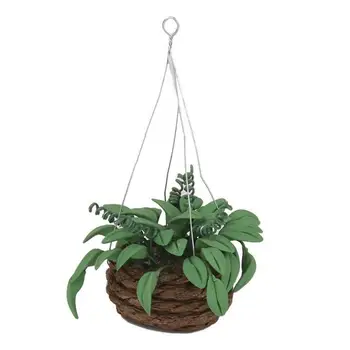 

1/12 Dollhouse Miniature Accessories Mini Green Potted Plant Simulation Hanging Flower Model Toys for Doll House Decoration