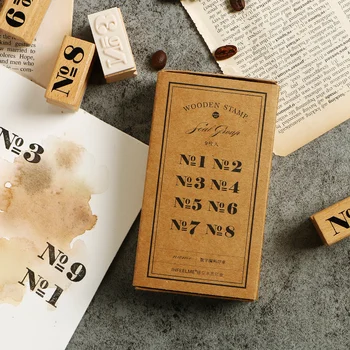 

9pcs No.1 to No.9 numbers scrapbook wood stamps set DIY wooden craft stationery home photo decoration