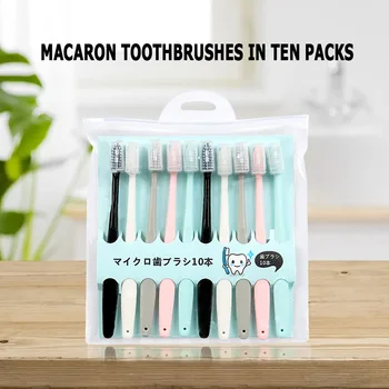 

10x Tooth Brush Toothbrushes Set Durable Portable Comfortable Practical Adults Soft Bristle Oral Cleaning Stick w/ Cap