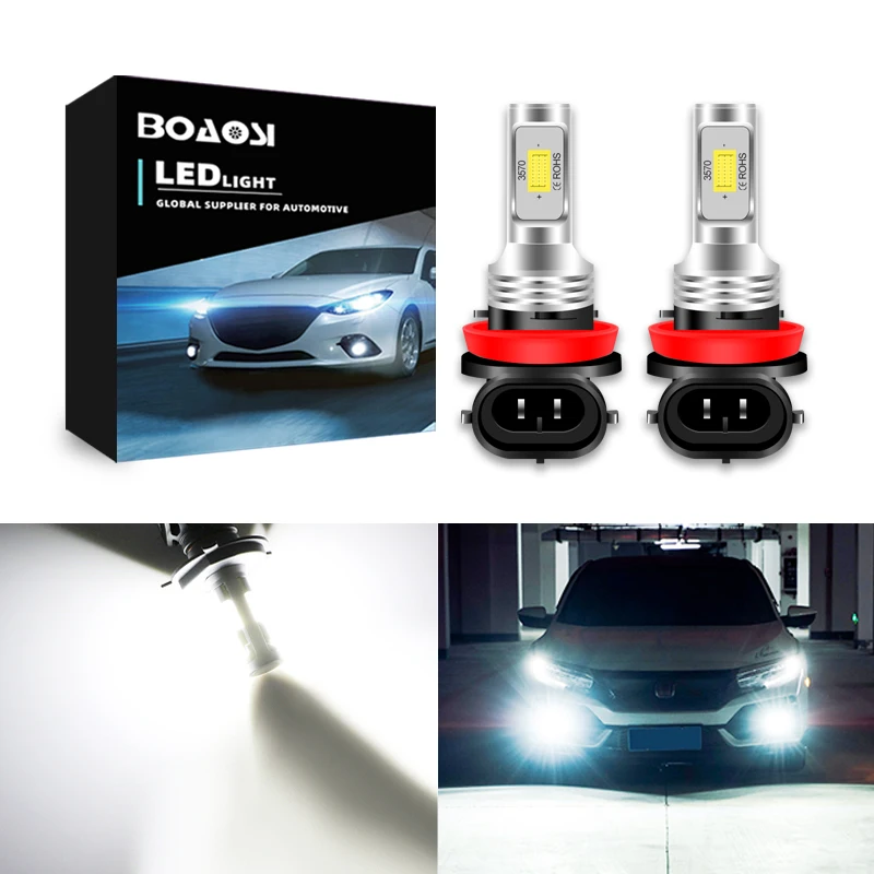 

2pcs H11 H8 Premium Canbus Error Free White Auto LED fog lamp front fog light bulb for Nissan Qashqai J10 J11 (2007-2020)