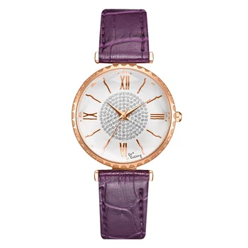 

Women Quartz Watch with Glass Mirror PU Leather Strap for Daily Official LL@17